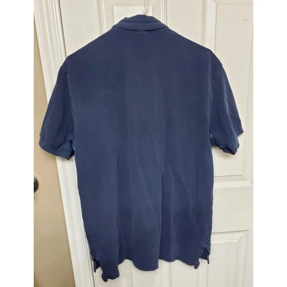 Polo Ralph Lauren Mens Large Blue Short Sleeve Polo Shirt Green Logo Cotton